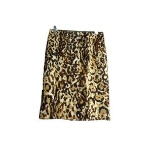 Merona Leopard Print Knee Length Pencil Skirt Womens Size 8 Stretch Lined